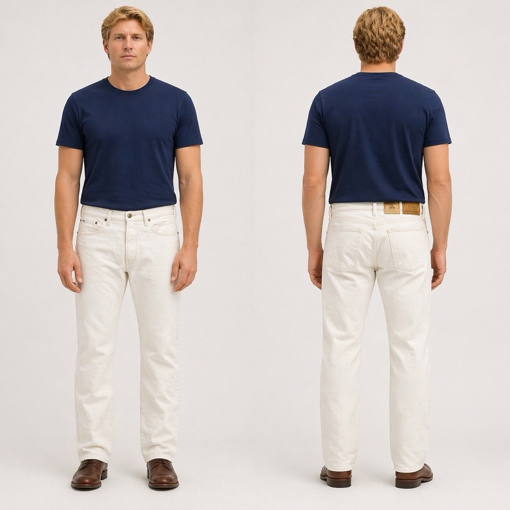 Polo Ralph Lauren White Hampton Relaxed Straight Leg Jeans Size 36x32 NWT Read